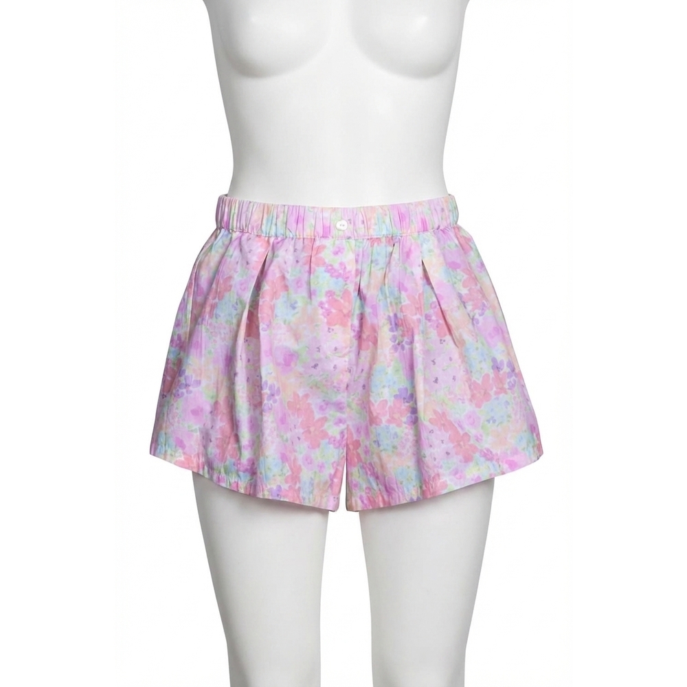 NEW FOR LOVE & LEMONS kennedy floral-print cotton-poplin shorts in pink multi